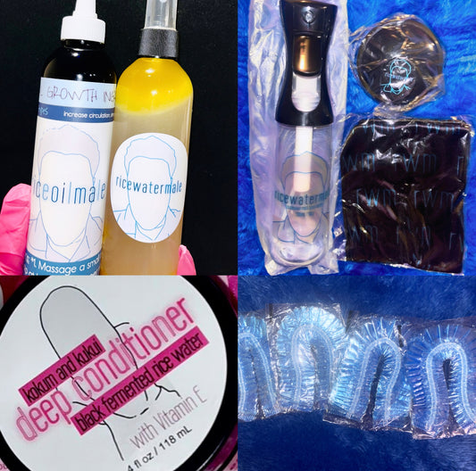 Black Friday 2024 Bundle #9 (8oz ricewatermale, 8oz riceoilmale, 4oz brwdc, and rwm accessories)