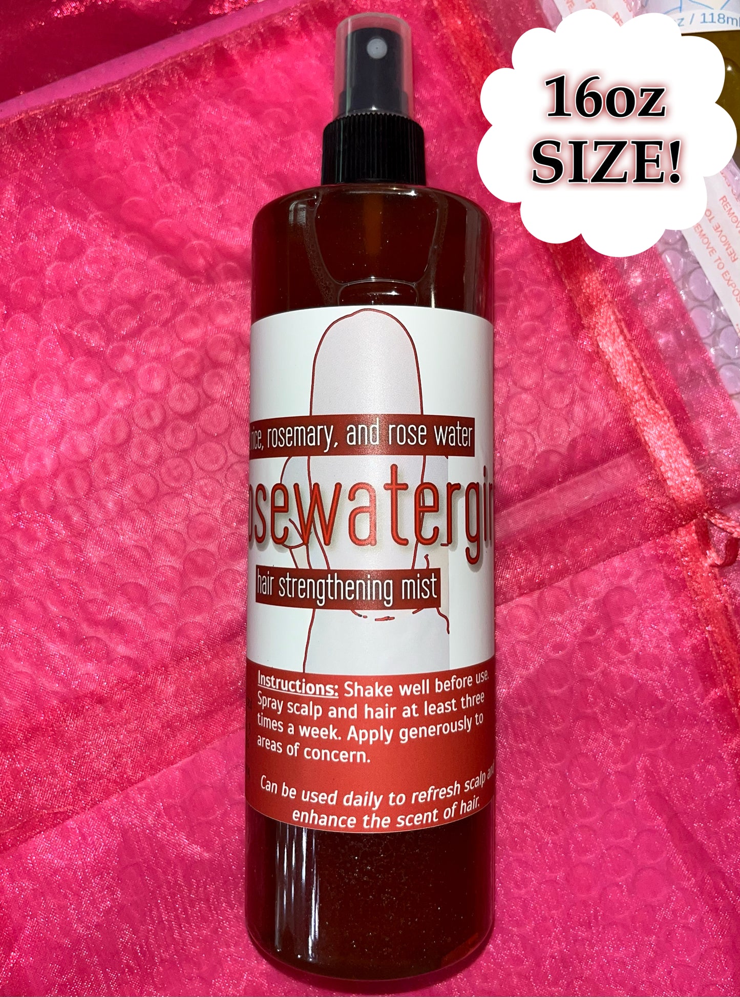 rosewatergirl - red rice, rosemary, and rose water hair strengthening mist