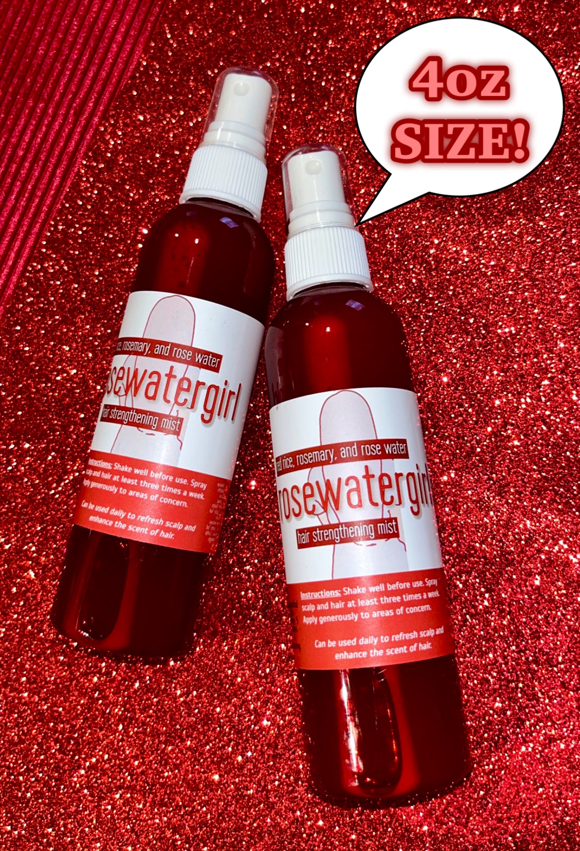 rosewatergirl - red rice, rosemary, and rose water hair strengthening mist